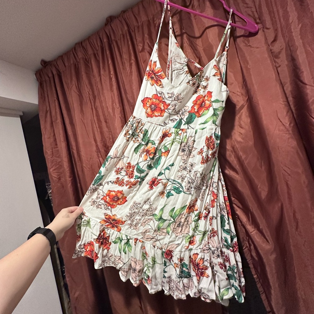Floral Summer Dress by Ambiance - White and Red